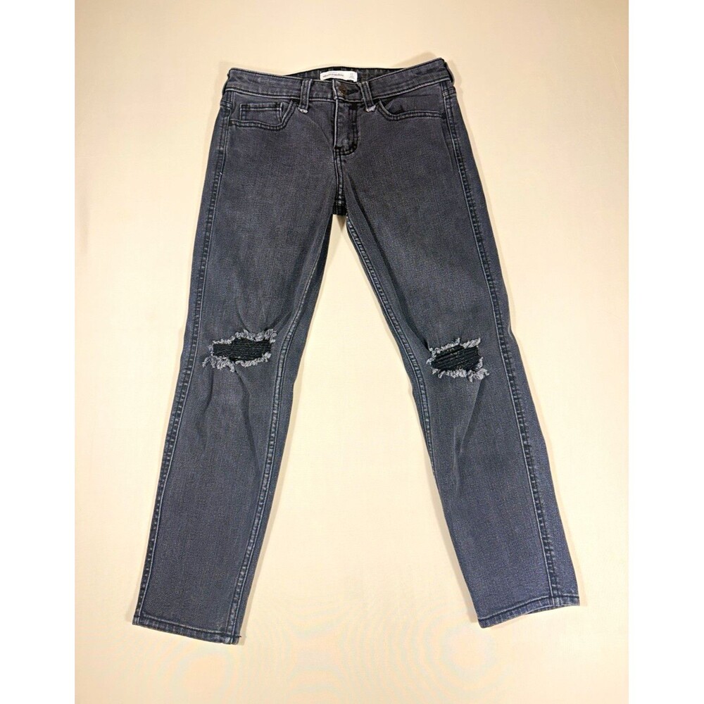 Abercrombie Kids Girls Size 12 Gray Skinny Slim Distressed Stretch Jeans
